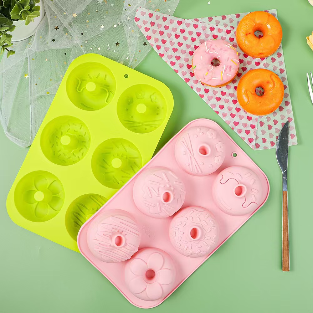 6Cavity Donut Mould DIY Cake Silicone Mold Kitchen Tool Chocolate