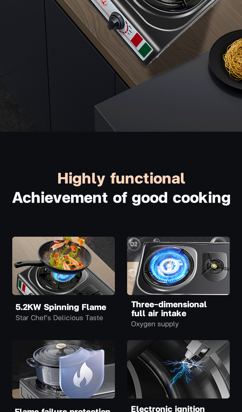 Exquisite Home Cooking with Our 5.2KW Gourmet Gas Stove Kitchen gas