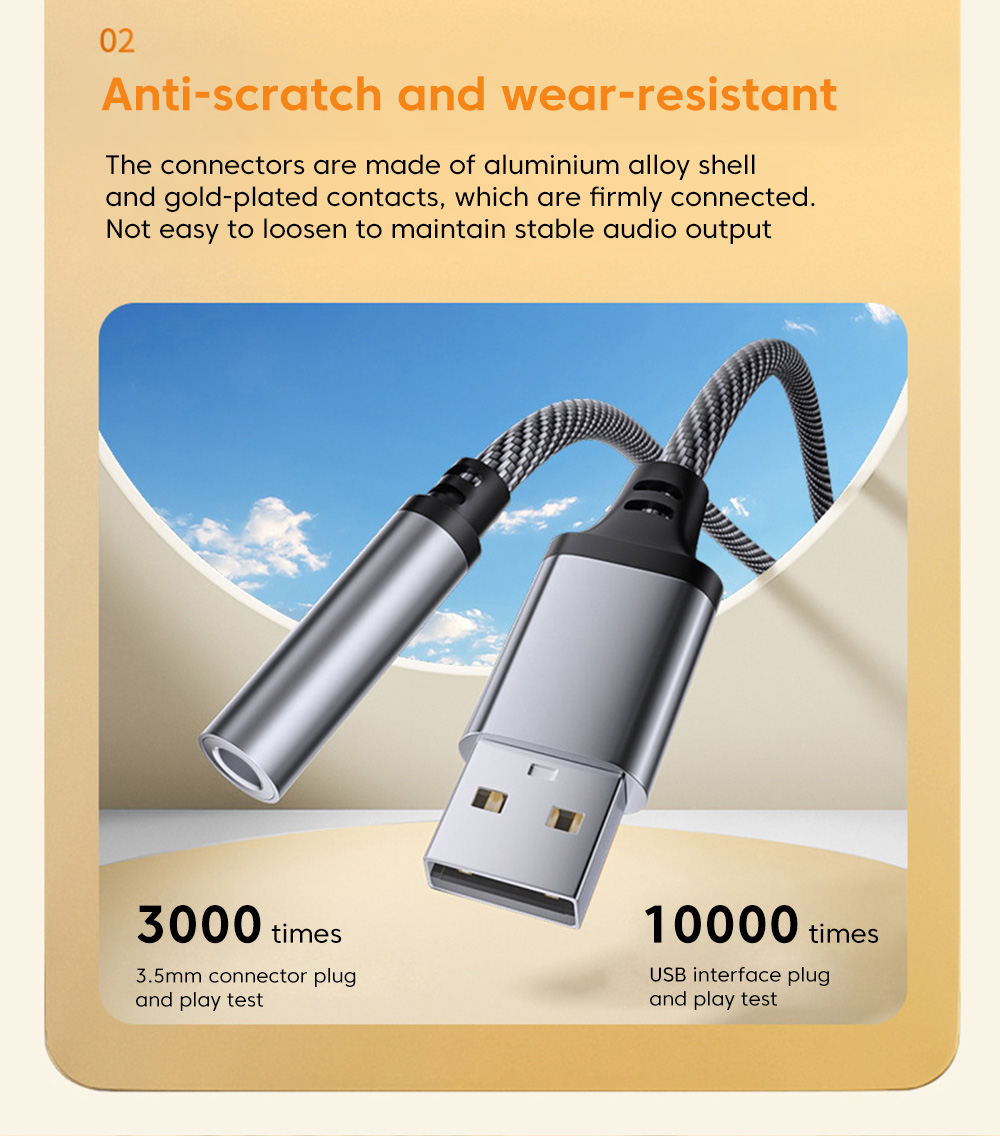 For PC Laptop USB to 3.5mm Audio Cable USB Male to 3.5mm Aux Female