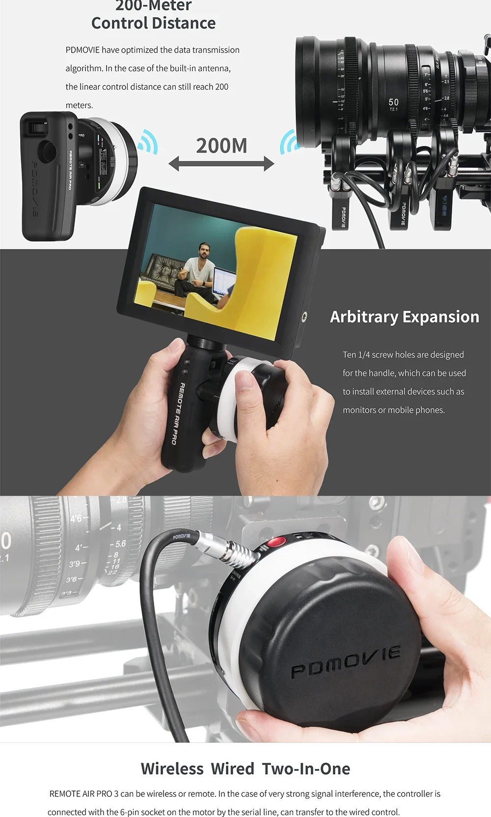 PDMOVIE REMOTE AIR PRO 3 Wireless follow focus Lens Control System ...