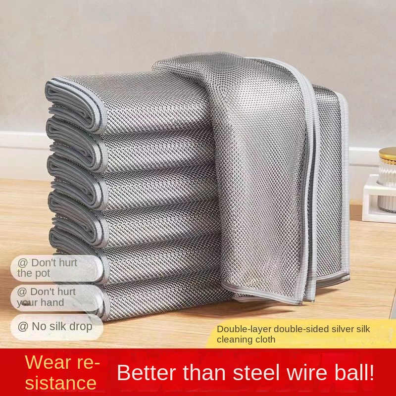 [20 Pcs] Thickened DoubleLayer Steel Wire Dish Cloth NonOily Kitchen