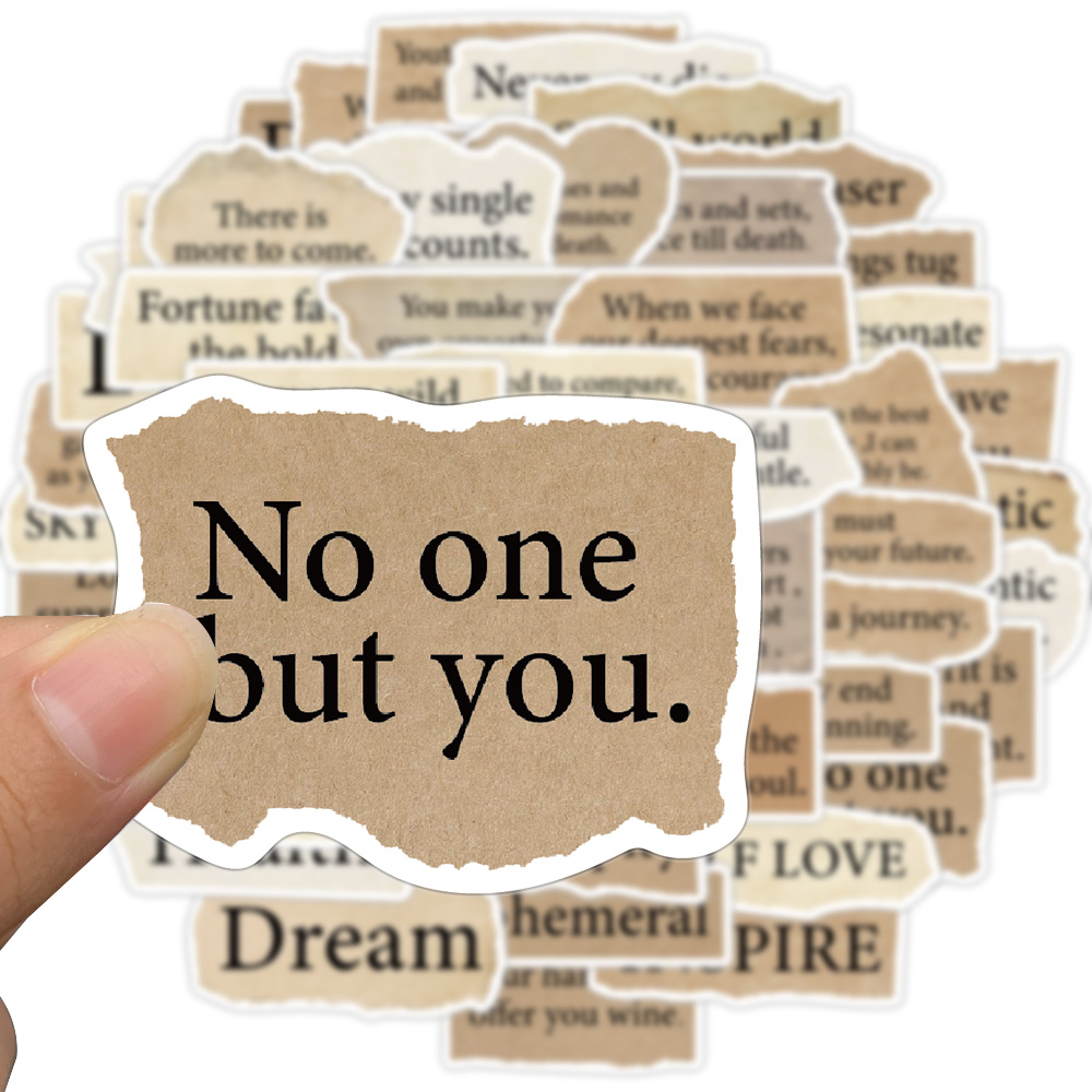[Large Sticker]50pcs English Poem Newspaper Art Decoration Retro Text ...