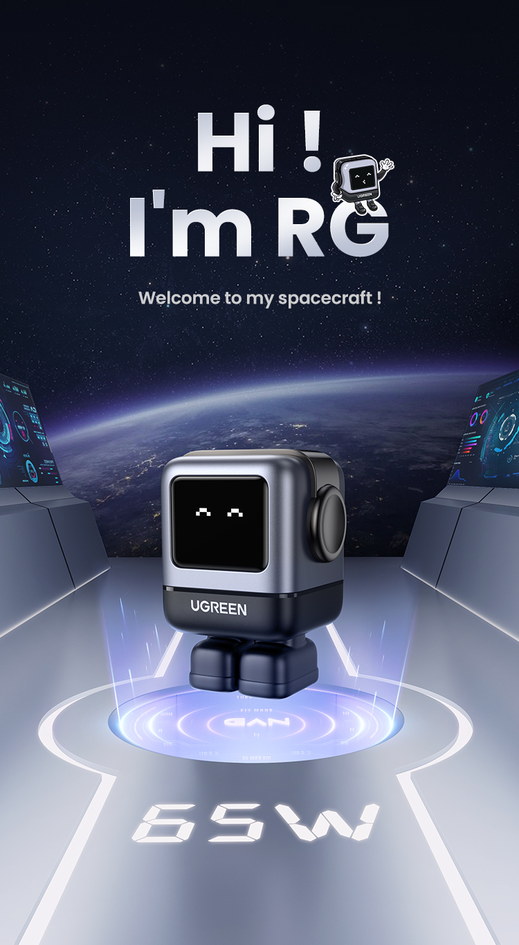 UGREEN RoboGaN 65W/30W USB C USB A Charger Mini Robot Nexode 3 Ports ...