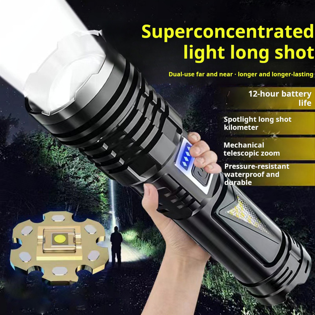High Power Super Bright LED Flashlight Rechargeable Waterproof Heavy ...