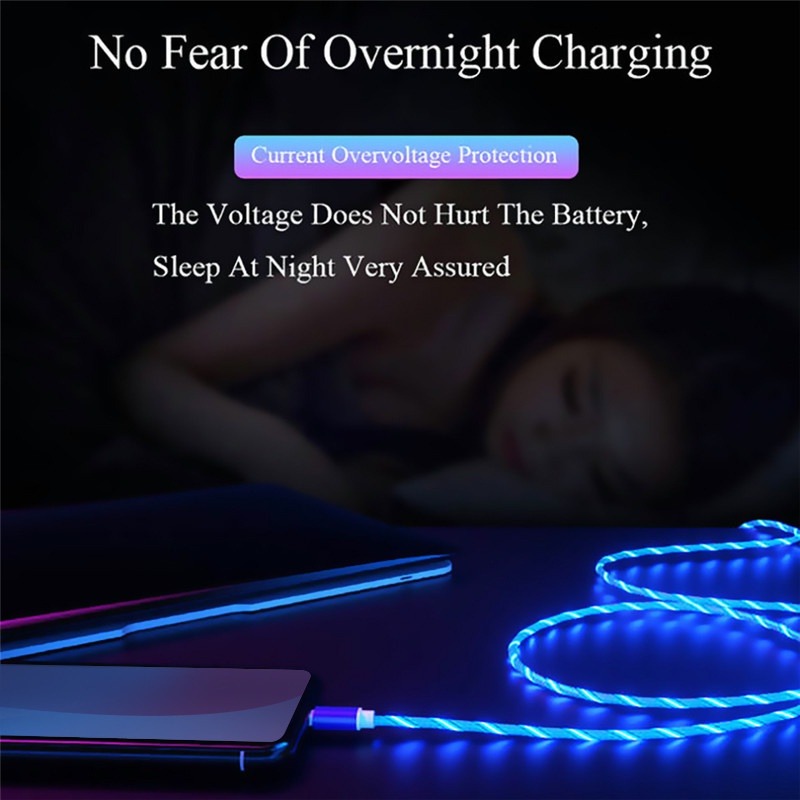 Colorful Flowing LED Glow Fast Charger For Android Micro USB Type C ...
