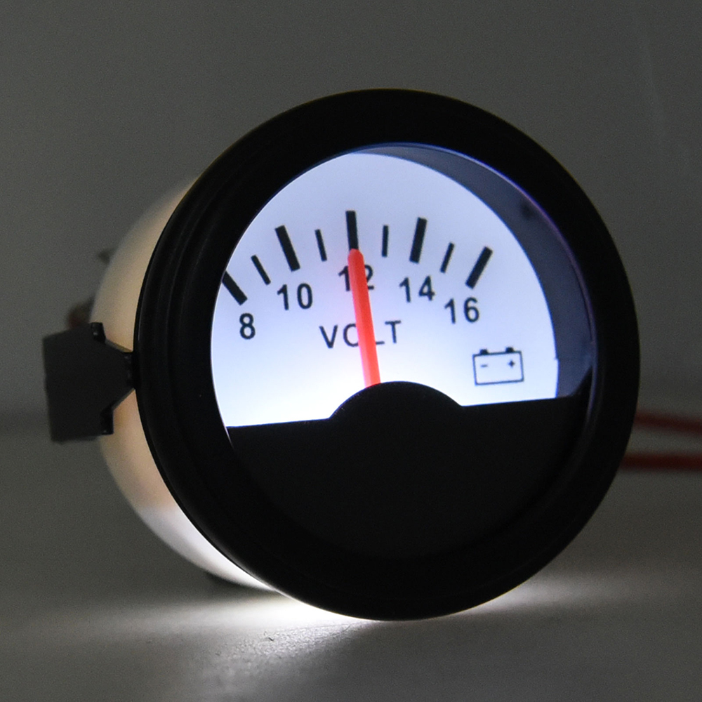 thumbnail image 2 of FIGT-Voltage Gauge, 52MM Boat Voltmeter DC9 To 32V ABS Pointer Voltage Gauge With Colorful Backlight For RVs Yachts Fishing Boats Ships(White-Silver)[0514 2 of 10