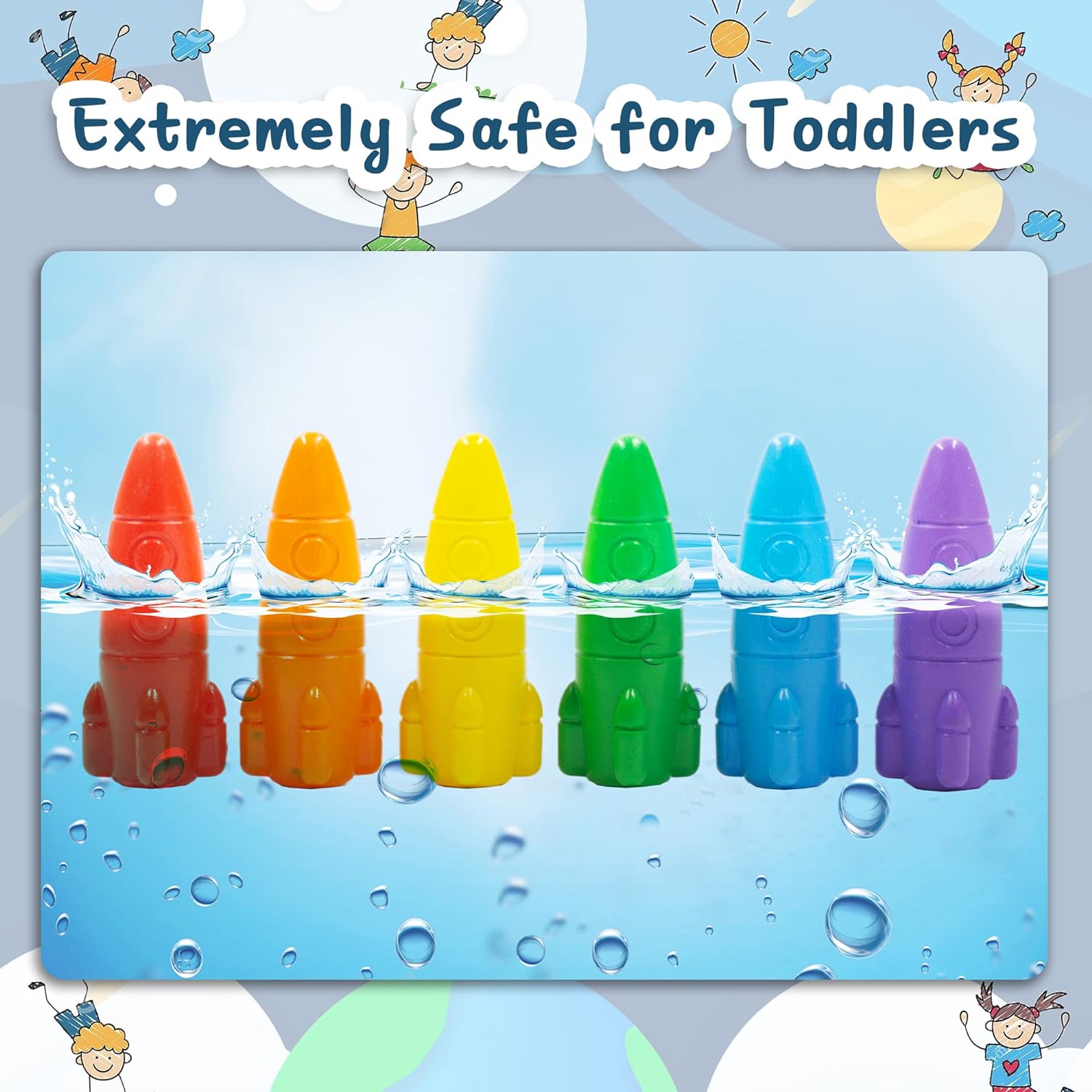 12/24 Colors Rocket Shape Crayons Non Toxic And Washable Crayons Set ...