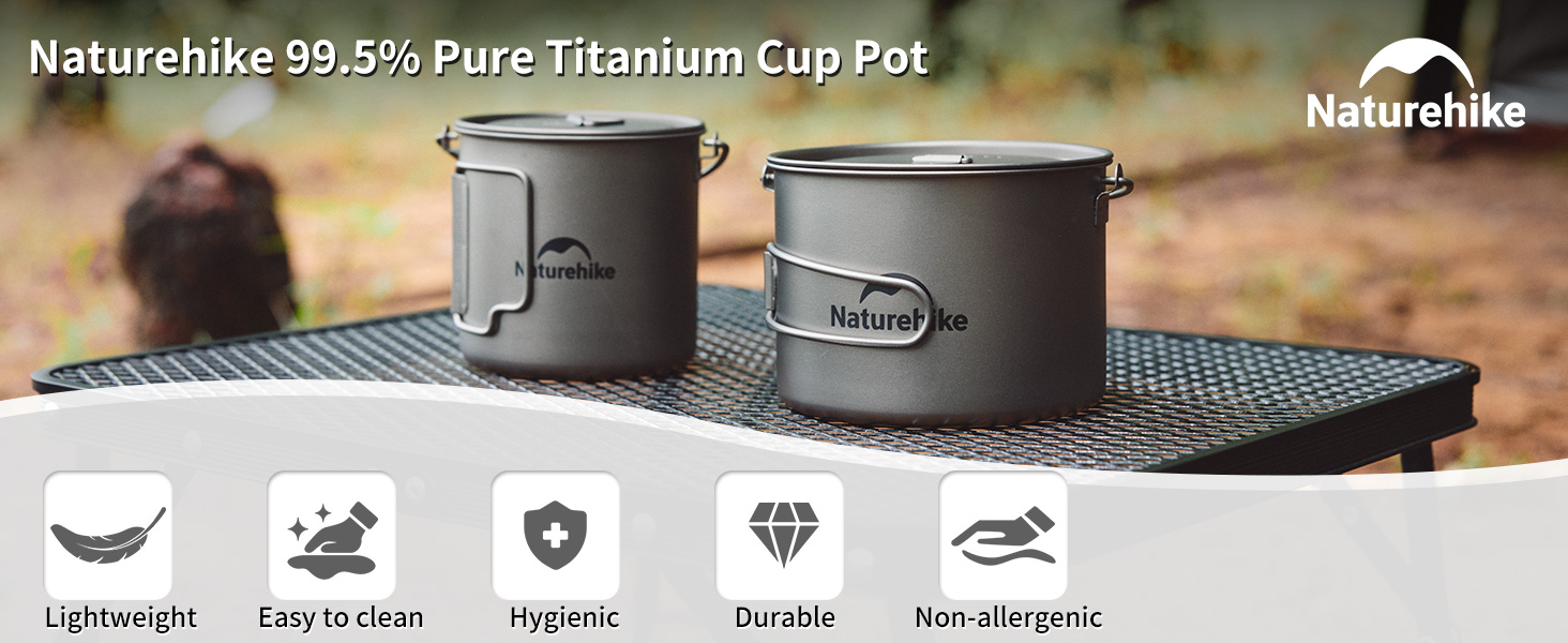 Naturehike Titanium Pot Ultralight Large Capacity Kitchen CupHanging