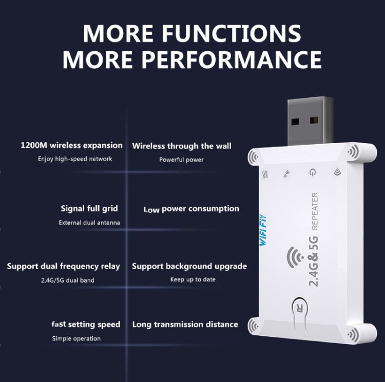 WIFI FIY Dual Frequency 1200m Wireless Signal Amplifier Wifi Extender ...