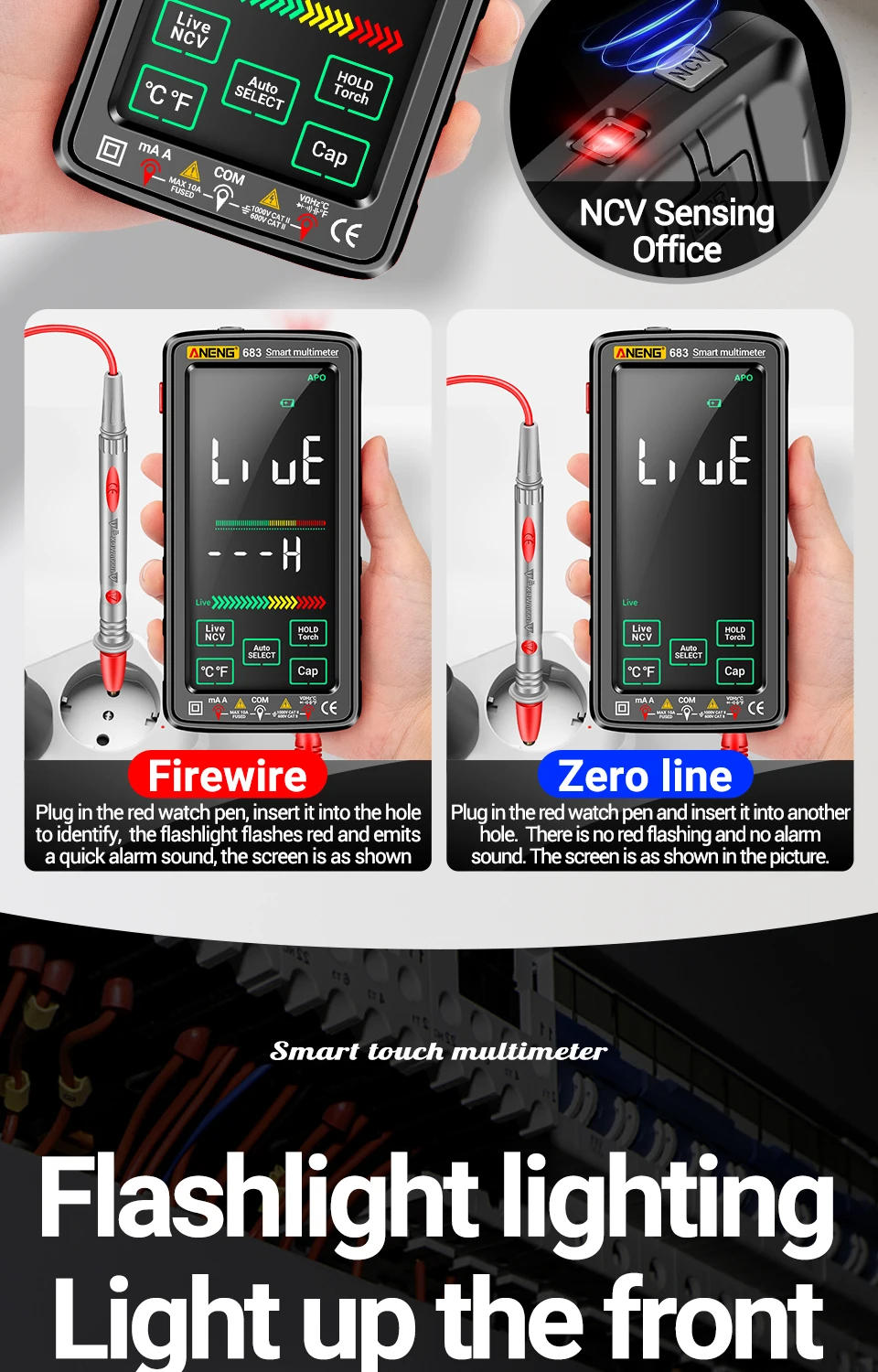 ANENG 683 Smart Multimeter High-end Touch 6000 Counts Multimetro Test ...