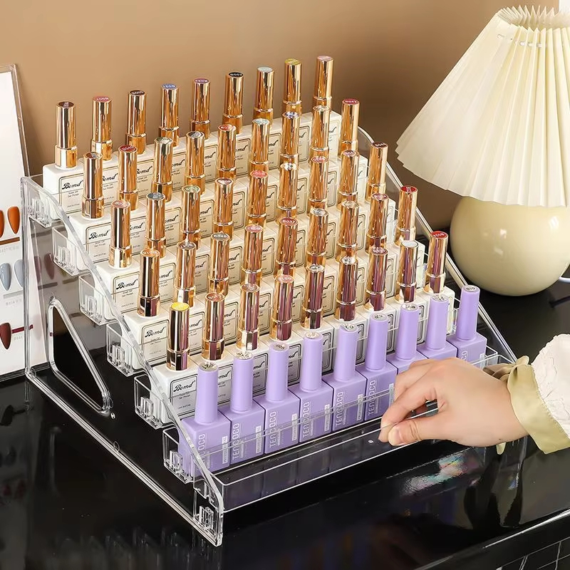 3/4/5/6/7 Layers Acrylic Nail Polish Display Rack Transparent Cosmetic ...
