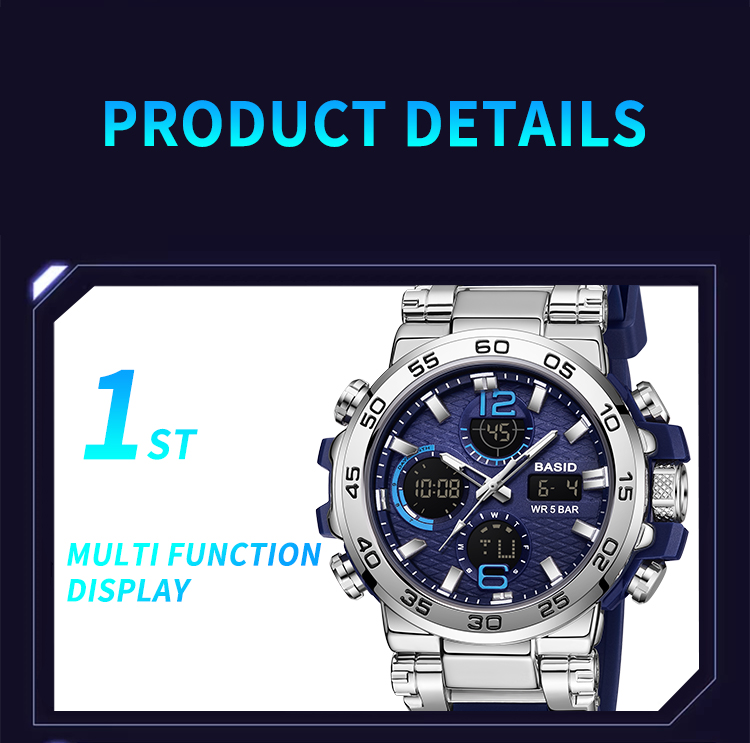 BASID 2405/in stock Men Watch Sports Dual Display waterproof LED ...