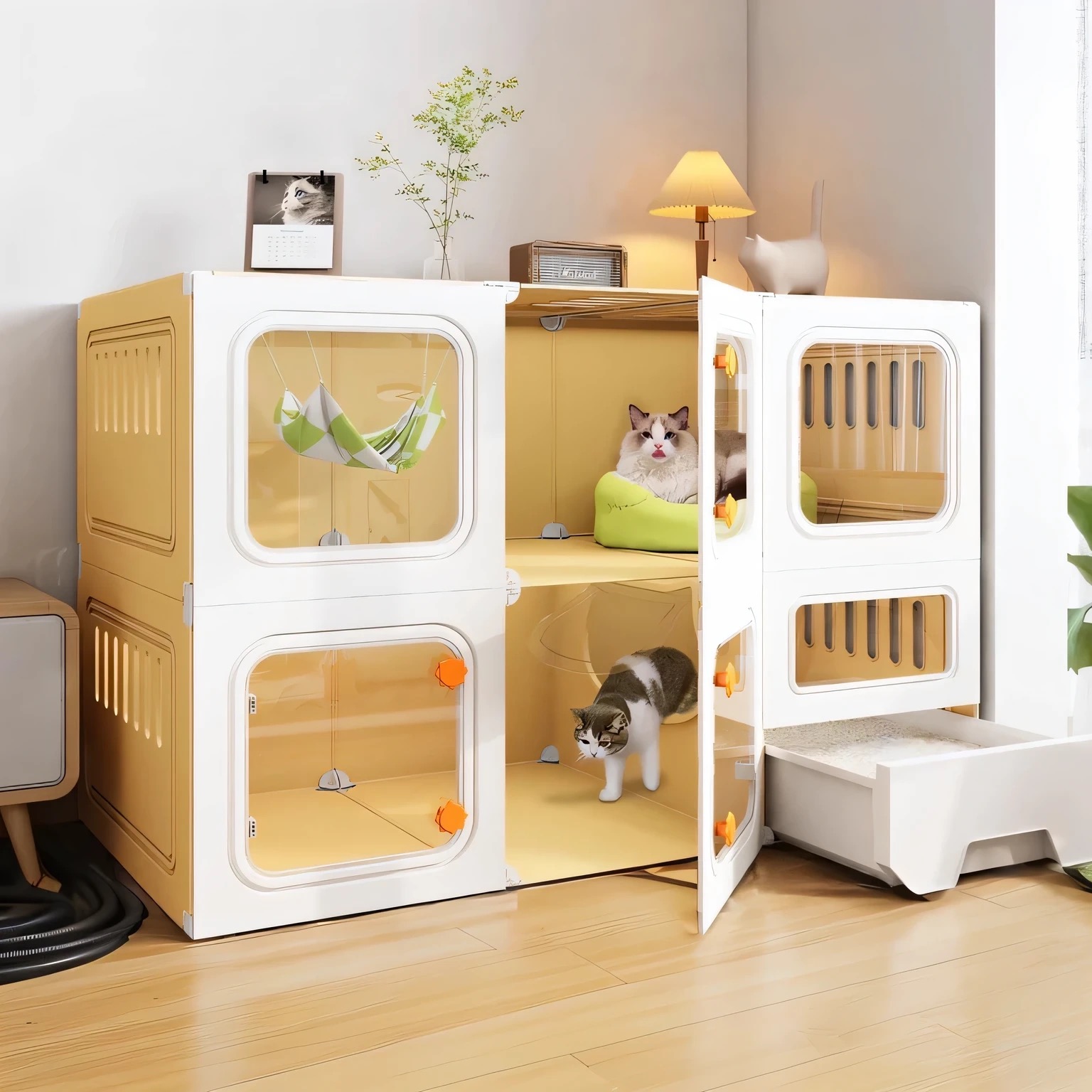 Cat Cage Cat Villa with cat litter box Easy to install Large free space