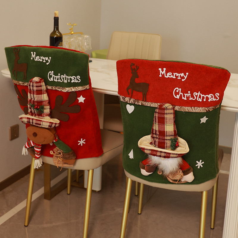 Ashley Christmas Top Hat Chair Cover 3D Cartoon Characters Chair Back