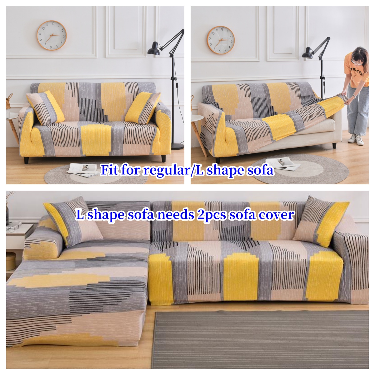 Yellow Color Sofa Cover Seat Cover for Sofa Armless Sofa Cover Regular ...