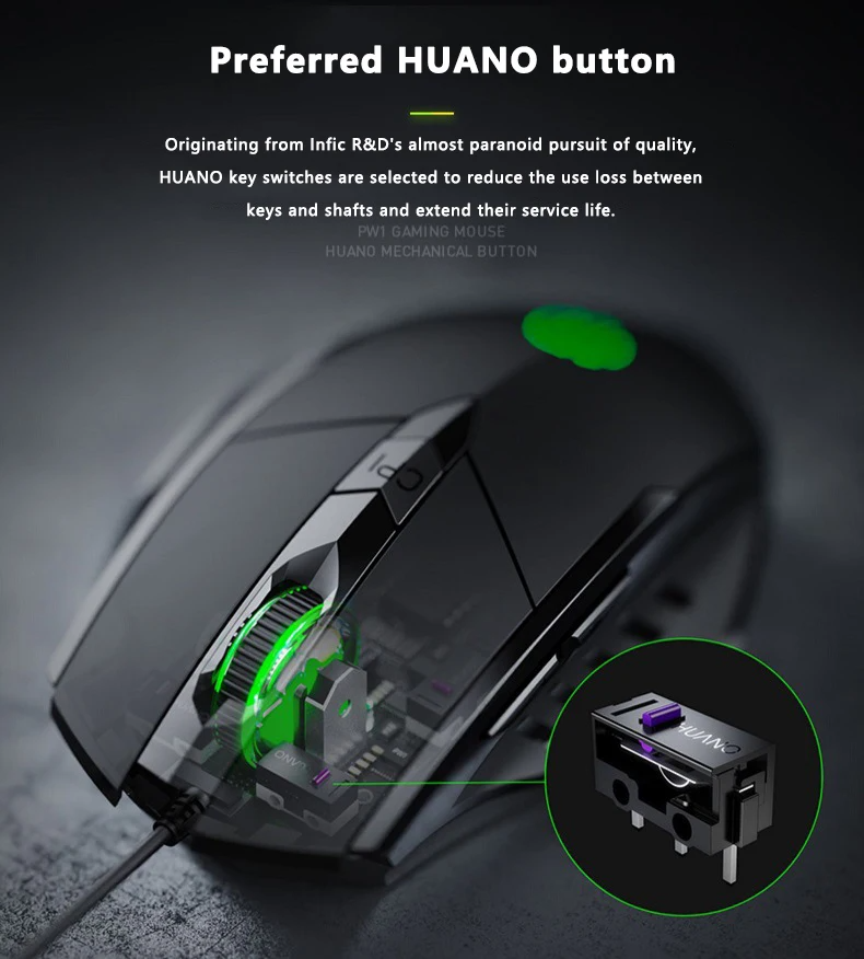 Inphic W1 Wired Mouse Esports Gaming Mouse Six-button Macro Programming ...