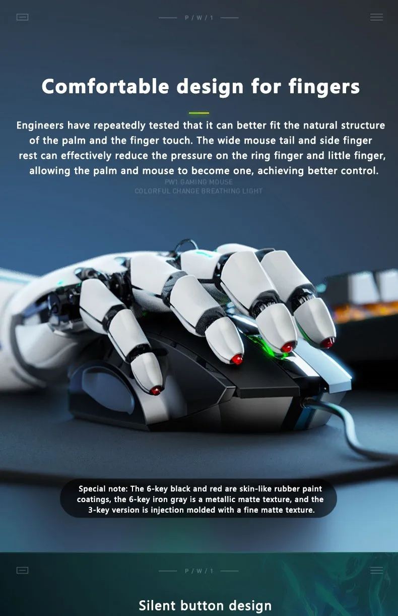 Inphic W1 Wired Mouse Esports Gaming Mouse Six-button Macro Programming ...