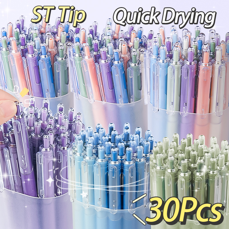 Colorful Retractable Gel Pen 0.5mm Black Ink Ballpen Sign Pen Students ...
