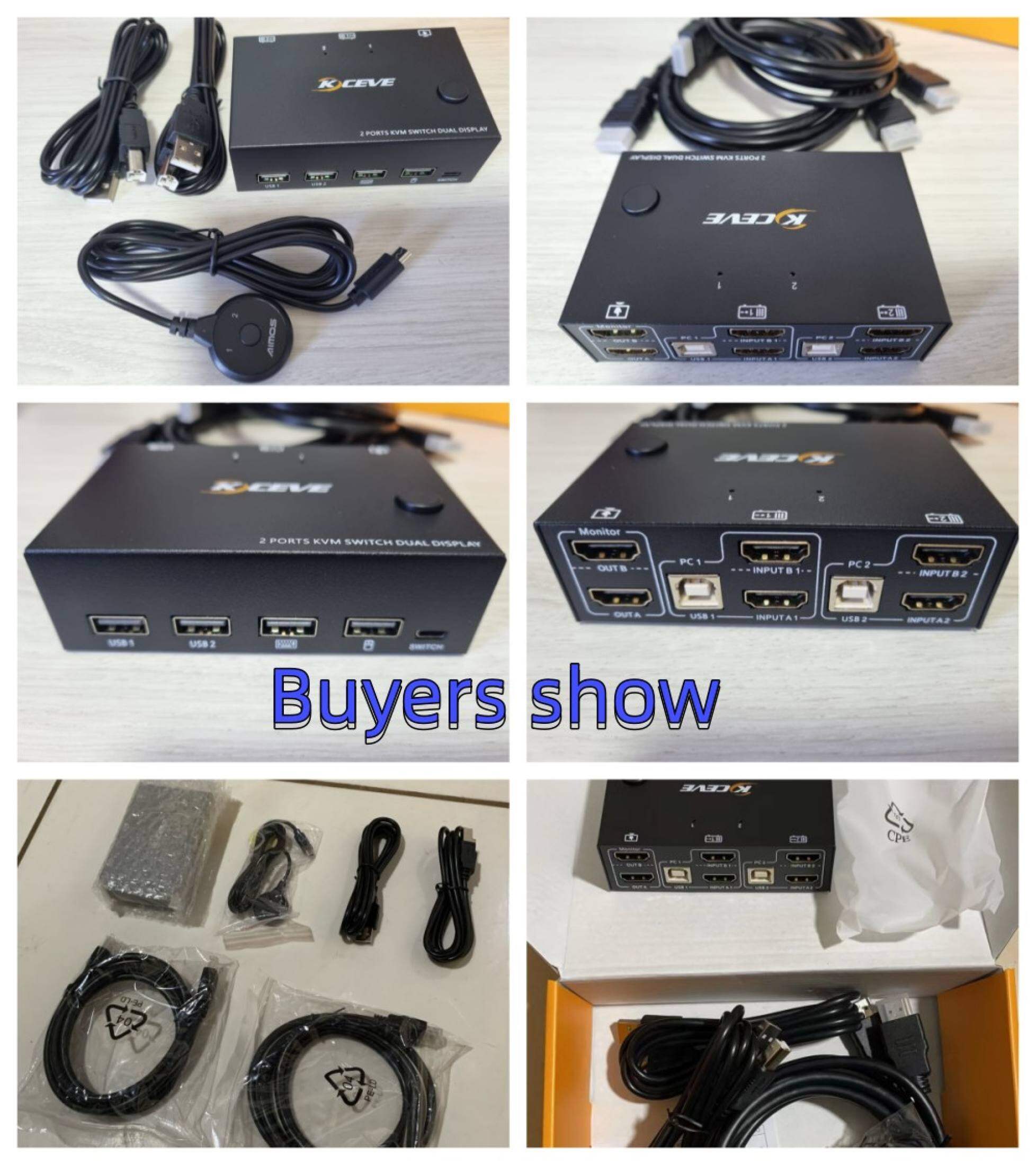 4K HDMI Switch KVM Switcher Splitter Box 2 in 2 out Dual Monitor ...