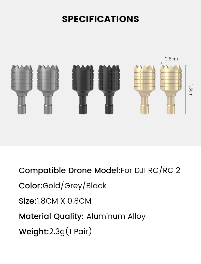 Mini 3 Pro RC Joystick Di Ricambio In Alluminio – Levette Antiscivolo Allungate Per Telecomando DJI Mini 3 Pro, Custodia Portatile Inclusa, Argento