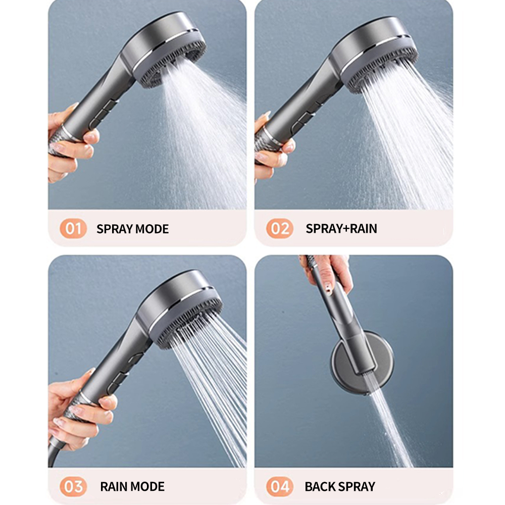 3 modes high pressure handheld shower head with filter one button water ...