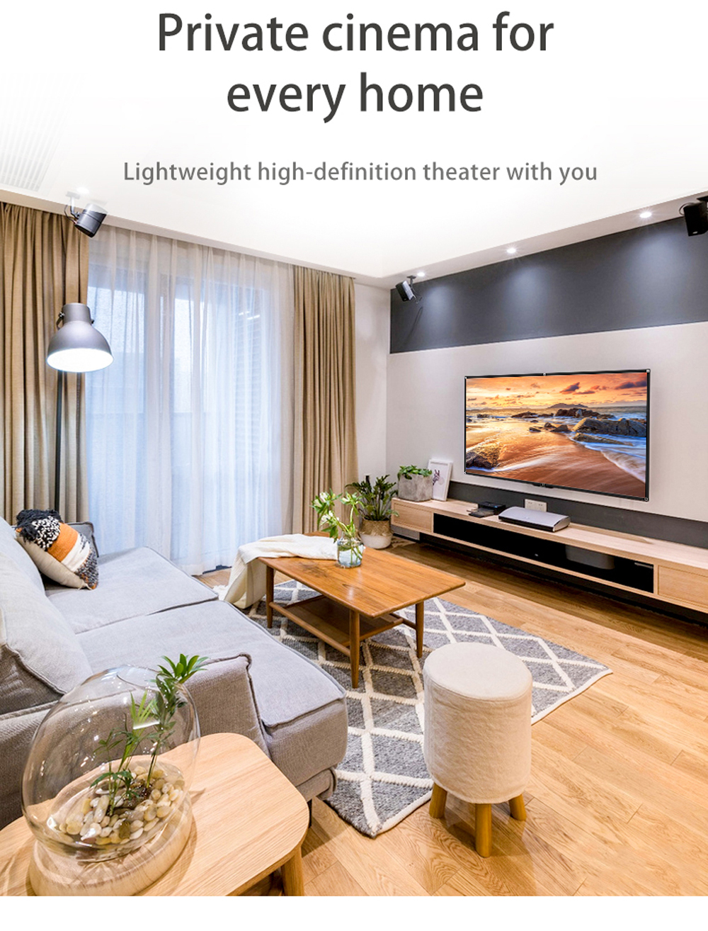 4K highdefinition, easy to fold, convenient polyester soft screen, 120