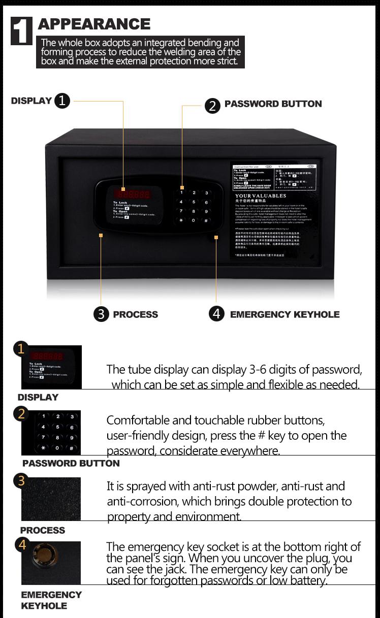 Vault Safe Home Safe Hotel Safe Small Anti-theft Office Safe Cash ...