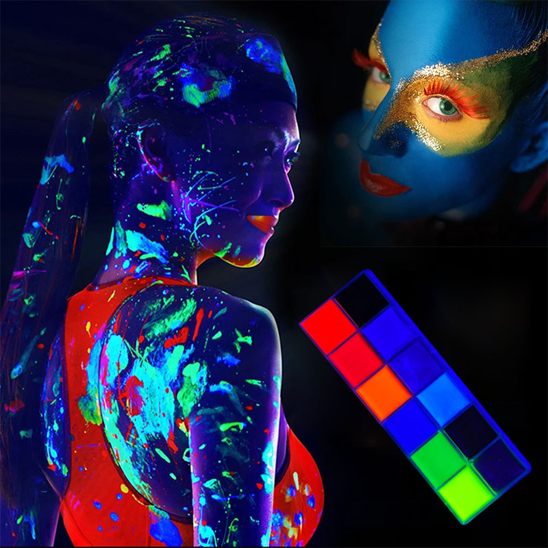 VERONNI Blacklight UV Glow Paint 12 Colors Fluorescent Oil Face Body ...