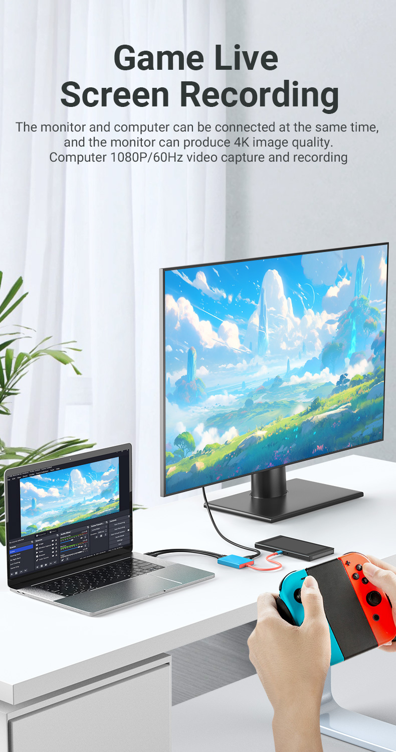 Capture Card to Stream OBS Record Compatible for Switch/Laptop/PC/Pad ...