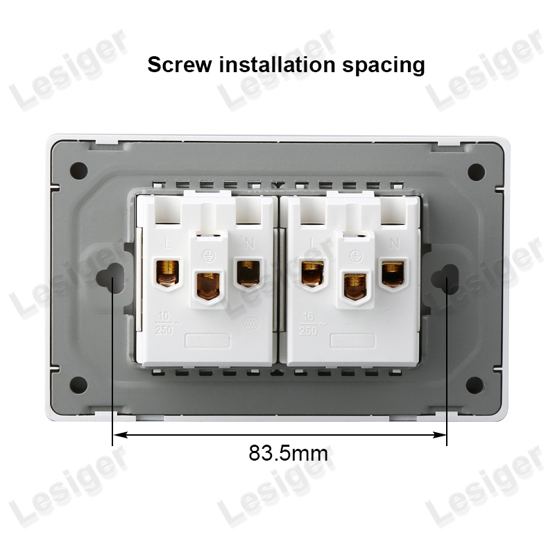 Type 118mm 2 gang wall outlet socket double 3-pin Universal Socket PC ...