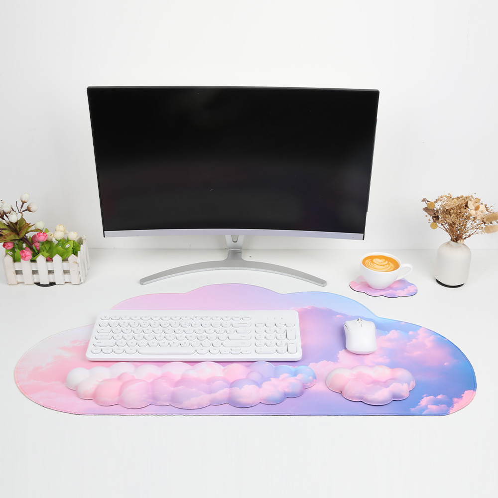 4PCS Cloud Mouse Pad and Keyboard Wrist Rest,Extended Large Desk Mat ...