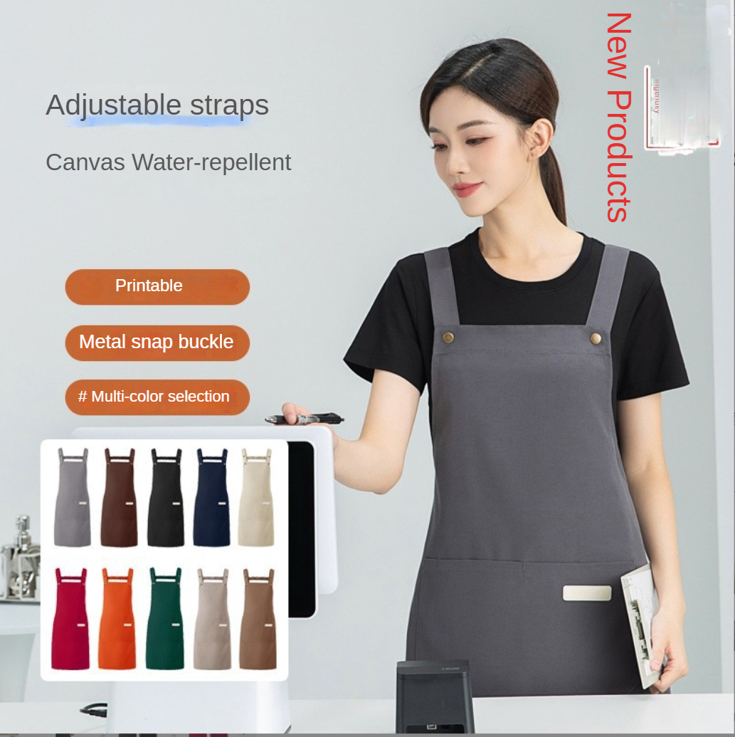 Ready Stock Canvas waterproof apron custom logo printing catering baker ...