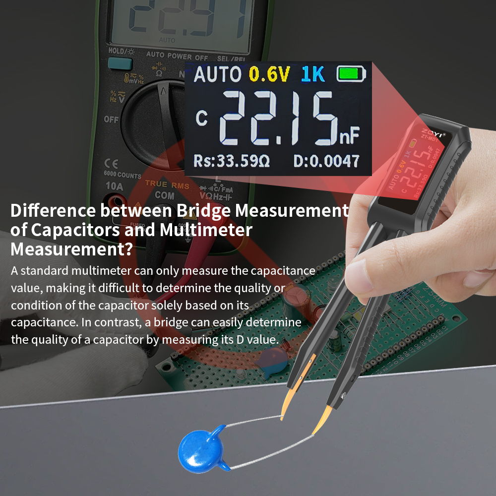 ZOYI ZT-MD1 Digital Tweezer LCR Tester – ESR Meter, Capacitance & Resistance Multimeter – Handheld