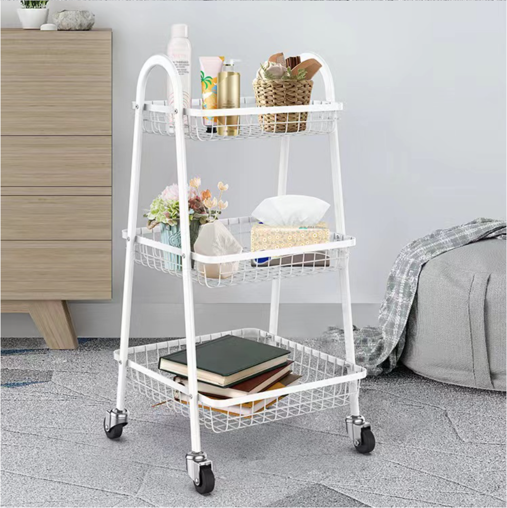 3L Metal Trolley Cart Organizer Organizer Rack with Wheels Storage Rack ...