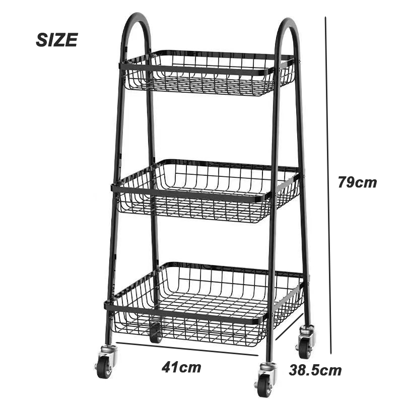3L Metal Trolley Cart Organizer Organizer Rack with Wheels Storage Rack ...