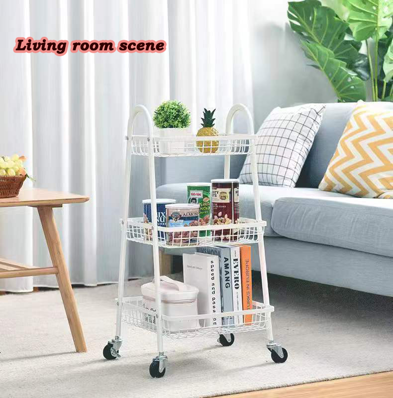 3L Metal Trolley Cart Organizer Organizer Rack with Wheels Storage Rack ...