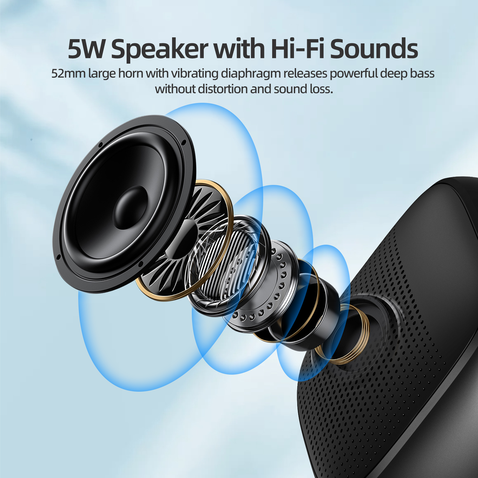 GOOJODOQ TWS 5.3 Bluetooth Speaker Wireless with Lanyard Portable Mini ...
