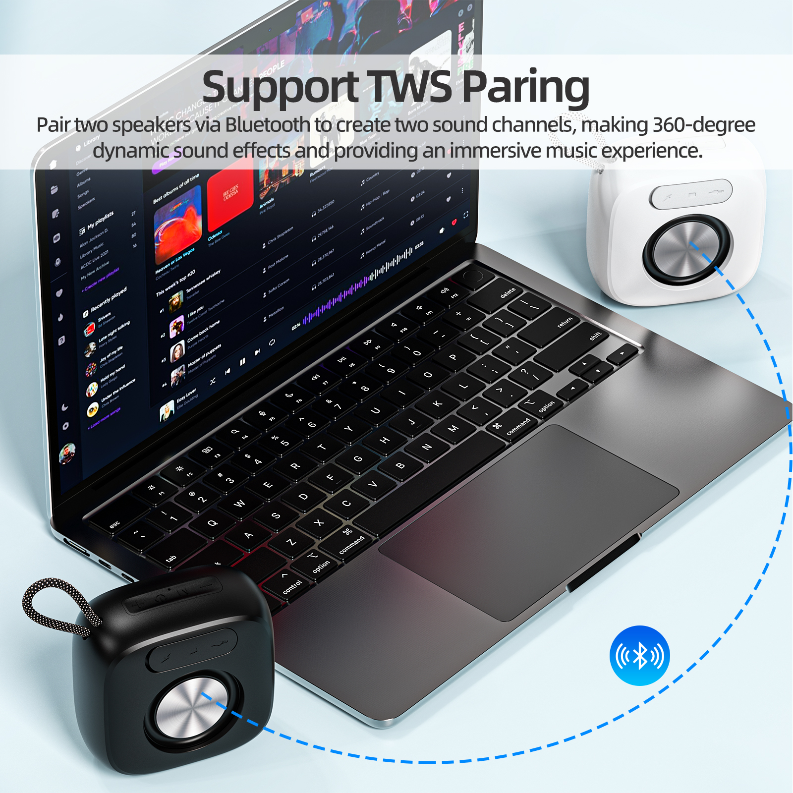 GOOJODOQ TWS 5.3 Bluetooth Speaker Wireless with Lanyard Portable Mini ...