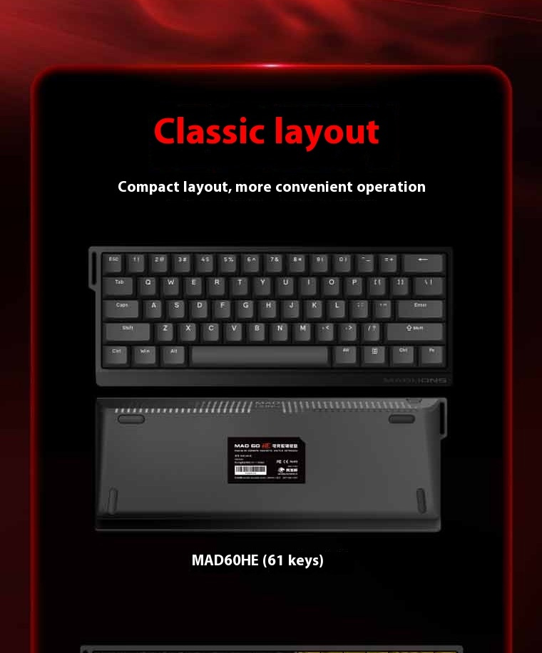 MADLIONS MAD 60/68HE Eesports Switch Keyboard With Streamlined configuration, Low