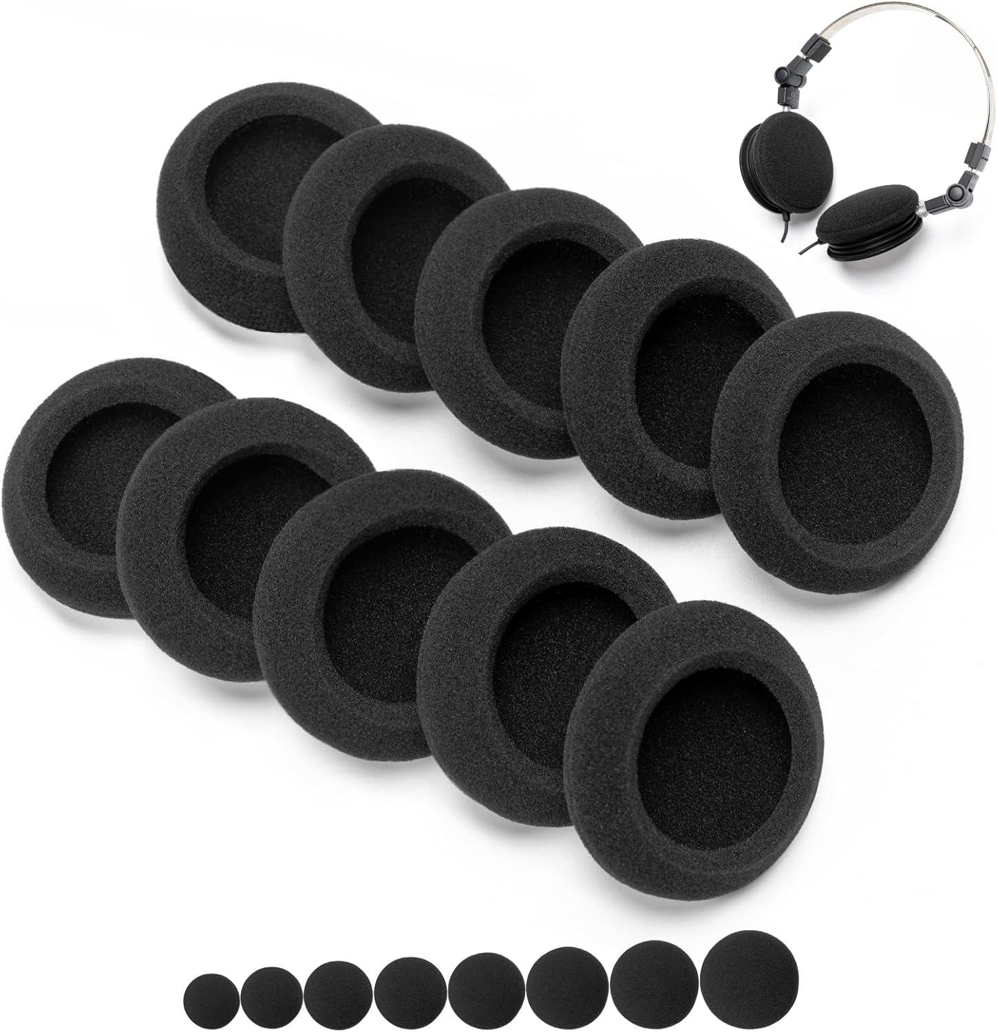 Universal Foam Ear Pads Cushion 50mm 55mm 60mm 65mm 70mm 75mm, 5Pairs ...