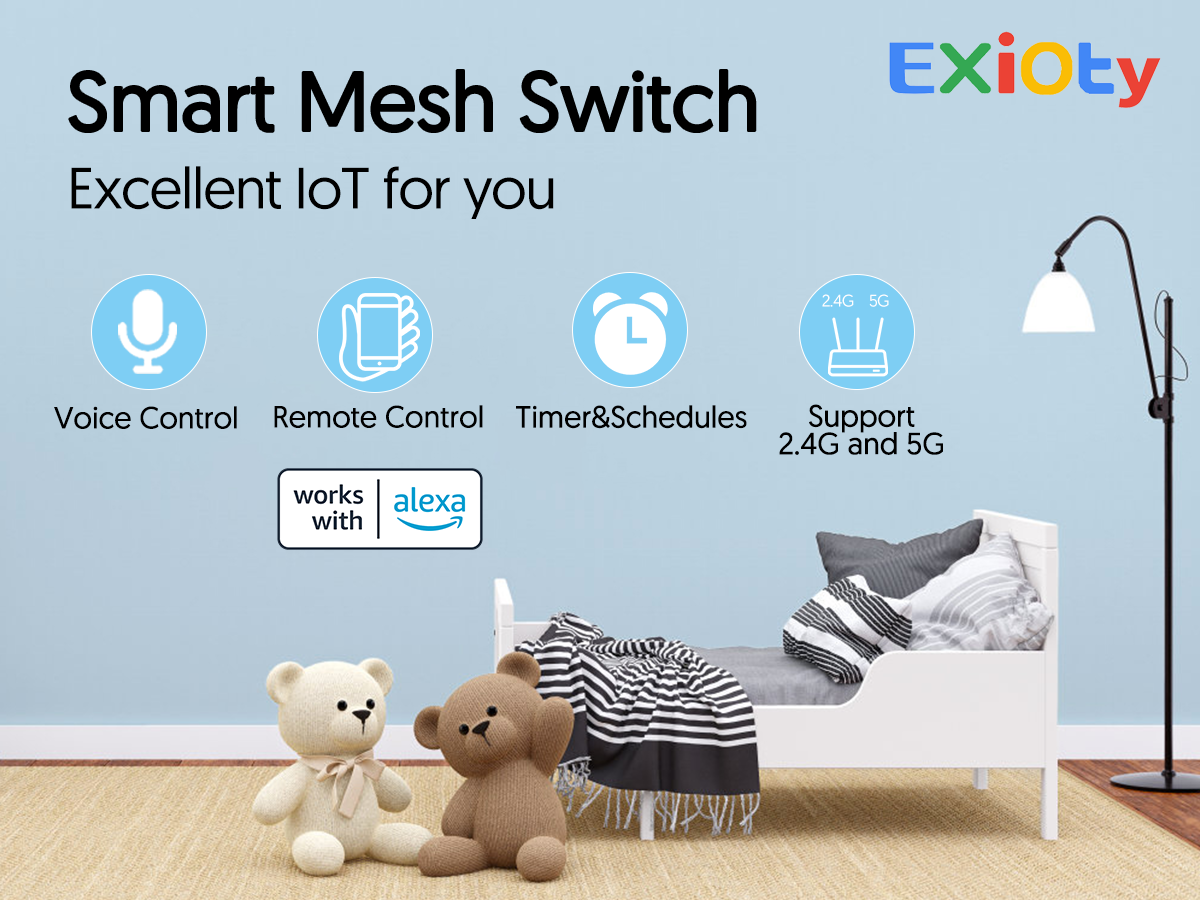 Exioty UK Smart Plug, Works with Alexa, Alexa Echo Required, Easy Setup