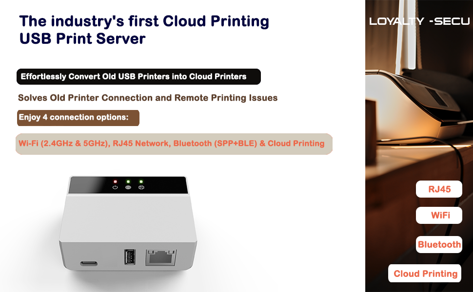 WiFi Cloud BLE Print Server for USB Printer Remote Cloud Printing