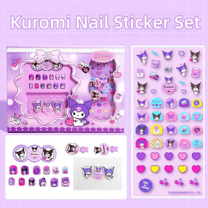 Kuromi nail sticker goo card DIY cream guke luxury girls full set box ...