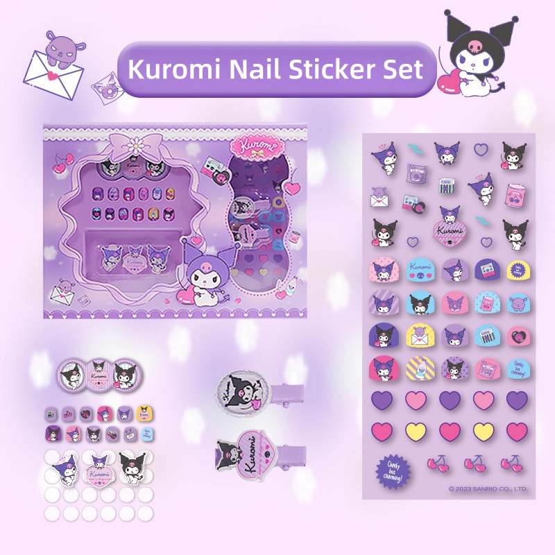 Kuromi nail sticker goo card DIY cream guke luxury girls full set box ...