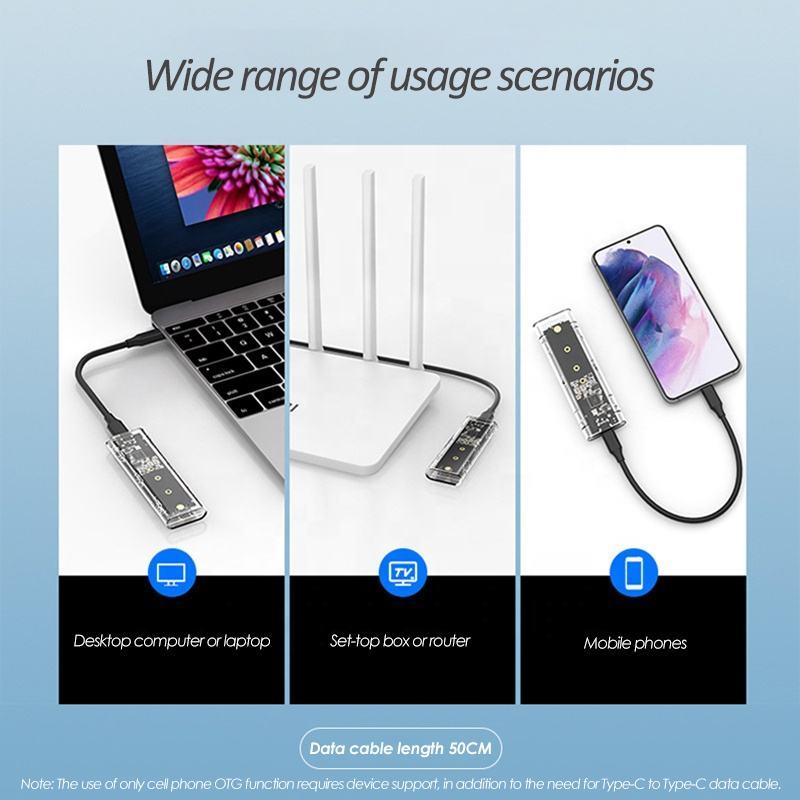 PUSKILL M.2 NVMe SSD Transparent Hard Drive Enclosure Tool Free NGFF
