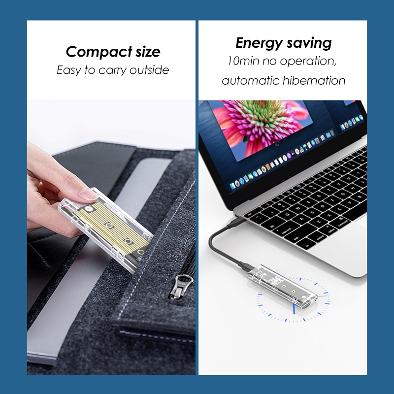 PUSKILL M.2 NVMe SSD Transparent Hard Drive Enclosure Tool Free NGFF