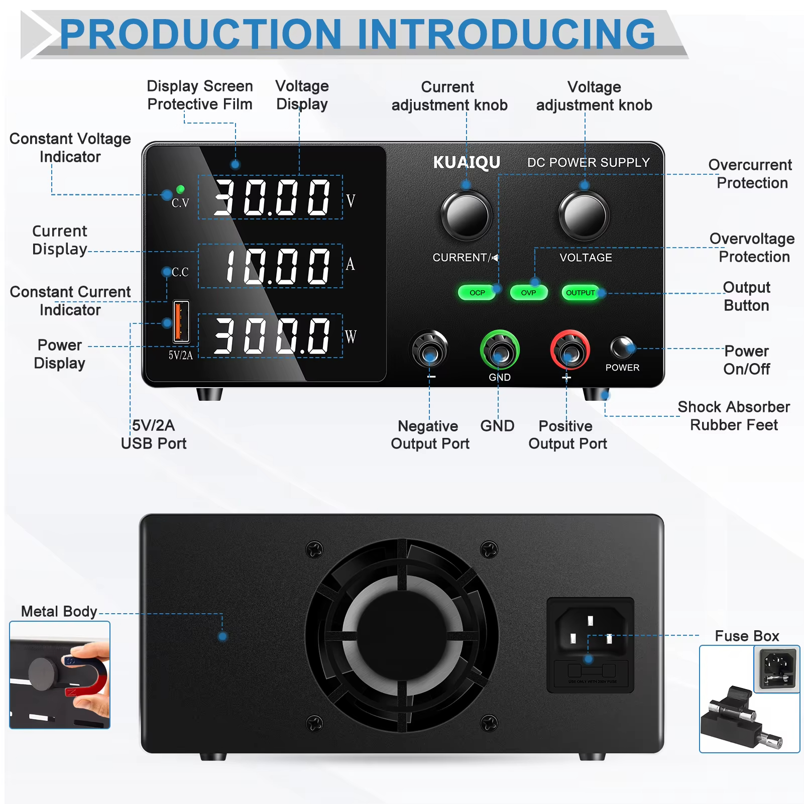 【COD】 KUAIQU 2024 Brand new DC Power Supply 30V 60V 3A 5A 10A SPPS