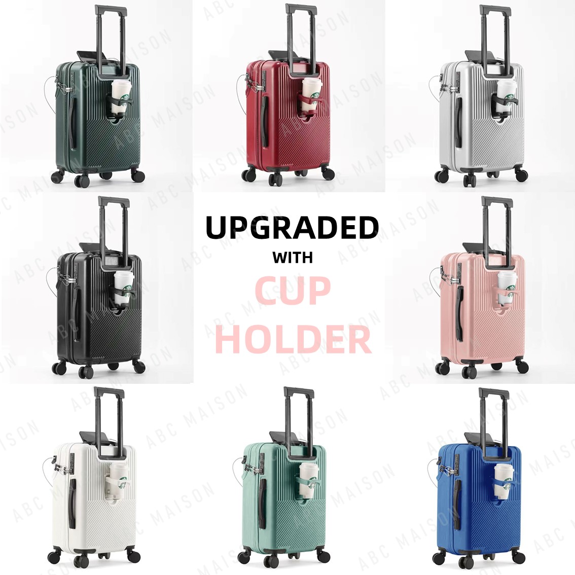 ABC MAISON 20/26/28 Inch Luggage Suitcase Front Open Luggage Travel Bag