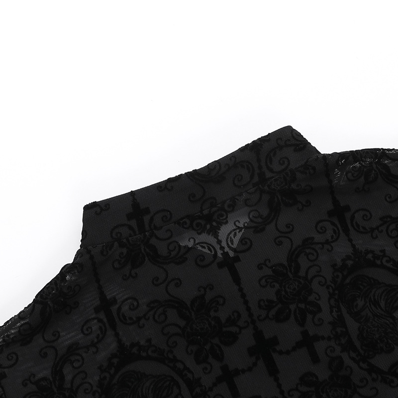 CHUNGLO Gothic Sexy Lace Mesh Flared Long Sleeve Smock Y2K Vintage ...