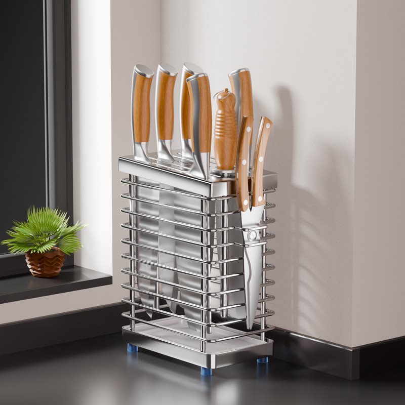 【LOCAL SHIP】Knife Holder Kitchen Countertop Shelf Wall Mounted Knife ...